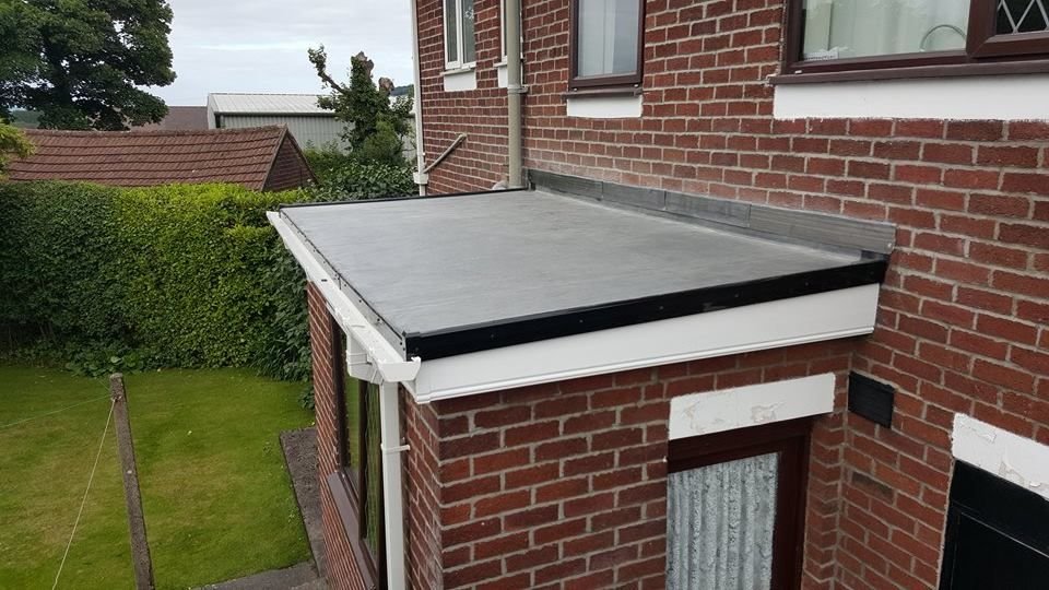 Finished flat porch roof